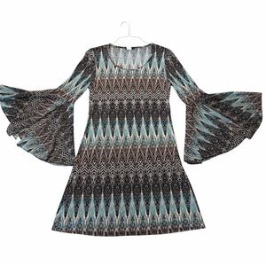 MSK Patterned Long Sleeve Dress